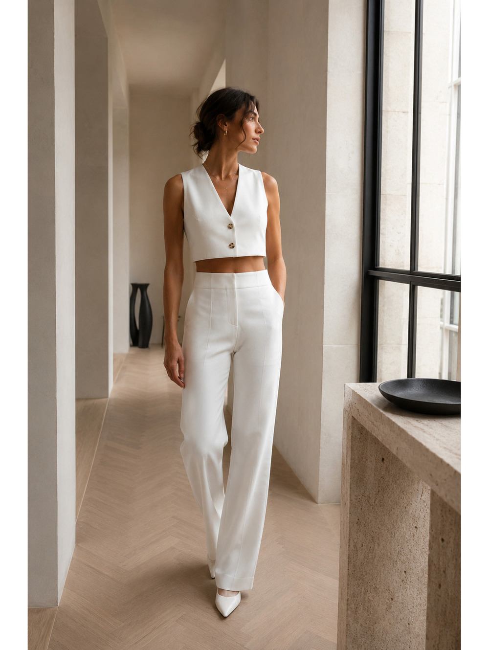 NANUSHKA ERINNA OFF-WHITE FLARED DRESS PANTS - S